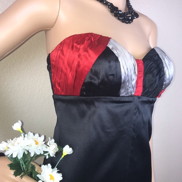 Bebe Silk Colorblock Strapless Corset Cocktail Party Dress - Picture 2 of 6
